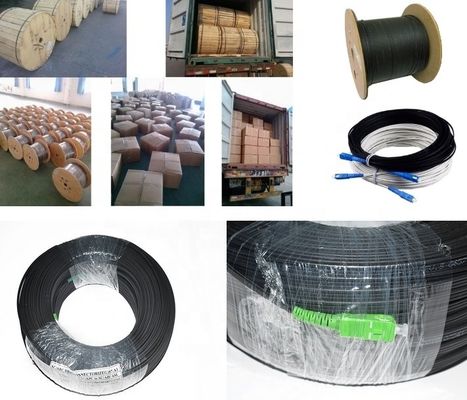 1 2 4 कोर फाइबर ऑप्टिक इंडोर/आउटडोर फ्लैट FTTH ड्रॉप केबल