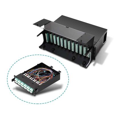 उच्च घनत्व फाइबर ऑप्टिकल पैच पैनल 19 इंच 1U MPO MTP-LC 24F 10G 40G