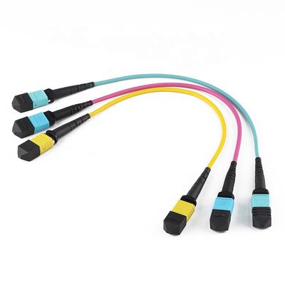 Qsfp के लिए 12 कोर 24 कोर फाइबर केबल पैच कॉर्ड, Mtp Mpo पैच केबल Om3 Om4