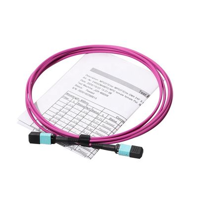 Qsfp के लिए 12 कोर 24 कोर फाइबर केबल पैच कॉर्ड, Mtp Mpo पैच केबल Om3 Om4