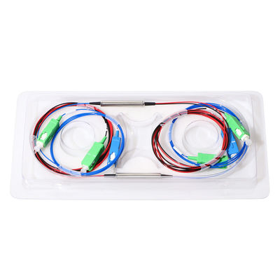 WDM नेटवर्क सिस्टम के लिए 1X2 FWDM DWDM फाइबर ऑप्टिक स्प्लिटर 3 पोर्ट 100G 200G