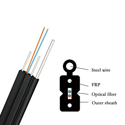 स्टील वायर काले रंग के साथ FTTH 12 कोर ड्रॉप फाइबर ऑप्टिक केबल GJYXCH