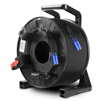 ब्लैक आउटडोर केबल रोलर्स 300 एम 250 एम 200 एम 150 एम 100 एम एलसी से एलसी फाइबर पैच कॉर्ड एक्सटेंशन केबल रील